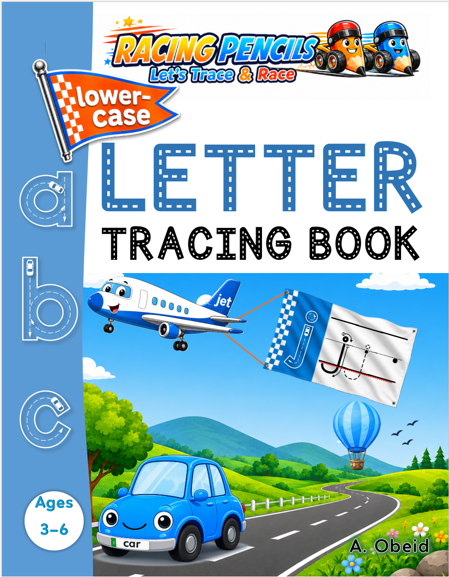 Racing Pencils Lowercase Letter Tracing Book cover